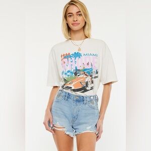 KanCan Tamra High Rise Denim‎ Shorts – Y2K Rigid Cutoff Festival Grunge 9/28